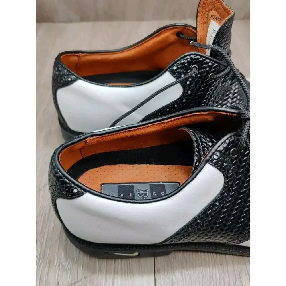 Nike Leather Golf Shoe Kempshall Last Mens 7 White Black‎ Gore-Tex 183235-101